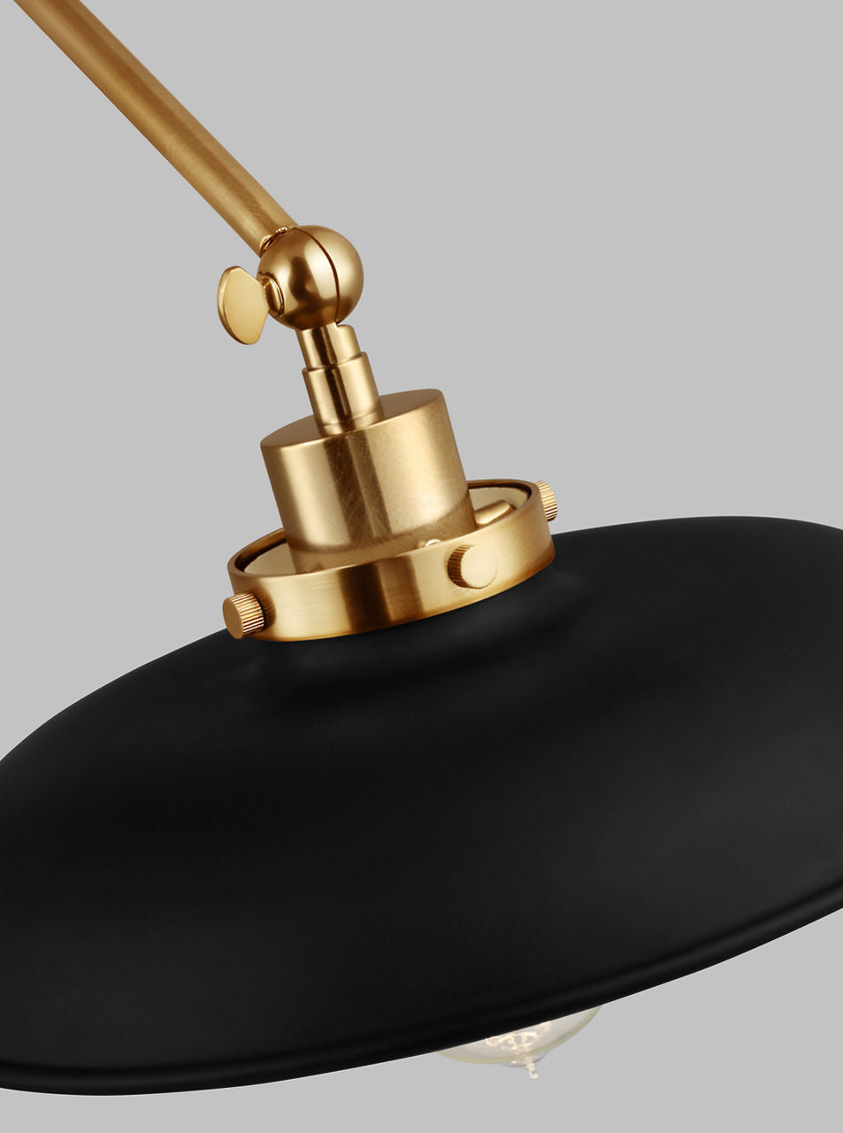 Wellfleet Double Arm Wide Task Sconce Midnight Black and Burnished Brass