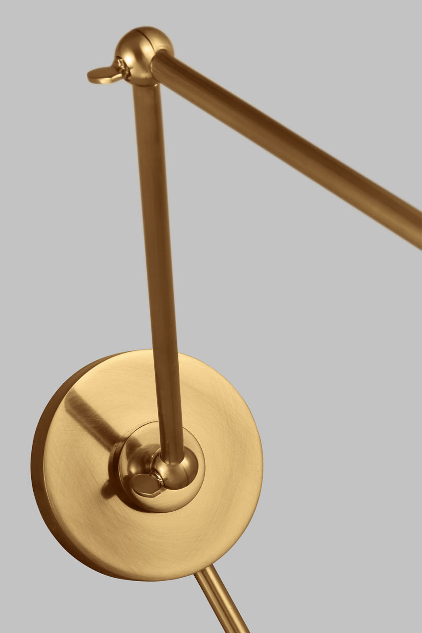 Wellfleet Double Arm Dome Task Sconce Midnight Black and Burnished Brass
