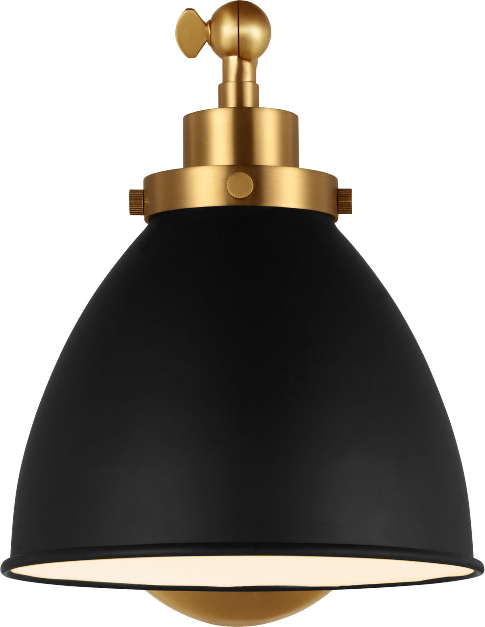Wellfleet Single Arm Dome Task Sconce Midnight Black and Burnished Brass