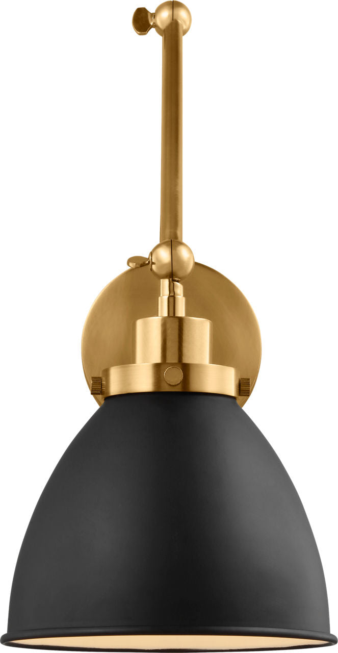 Wellfleet Double Arm Dome Task Sconce Midnight Black and Burnished Brass
