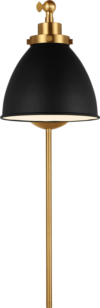 Wellfleet Single Arm Dome Task Sconce Midnight Black and Burnished Brass