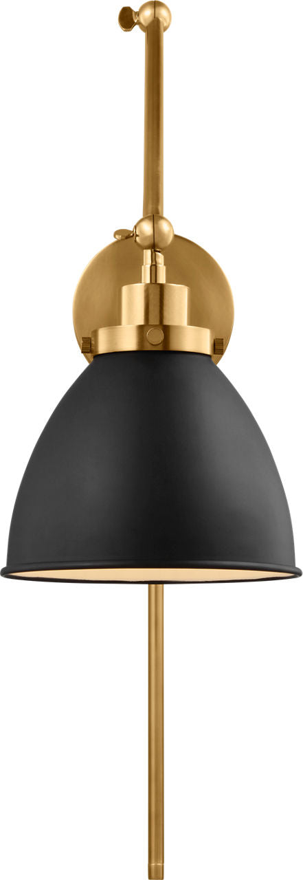 Wellfleet Double Arm Dome Task Sconce Midnight Black and Burnished Brass