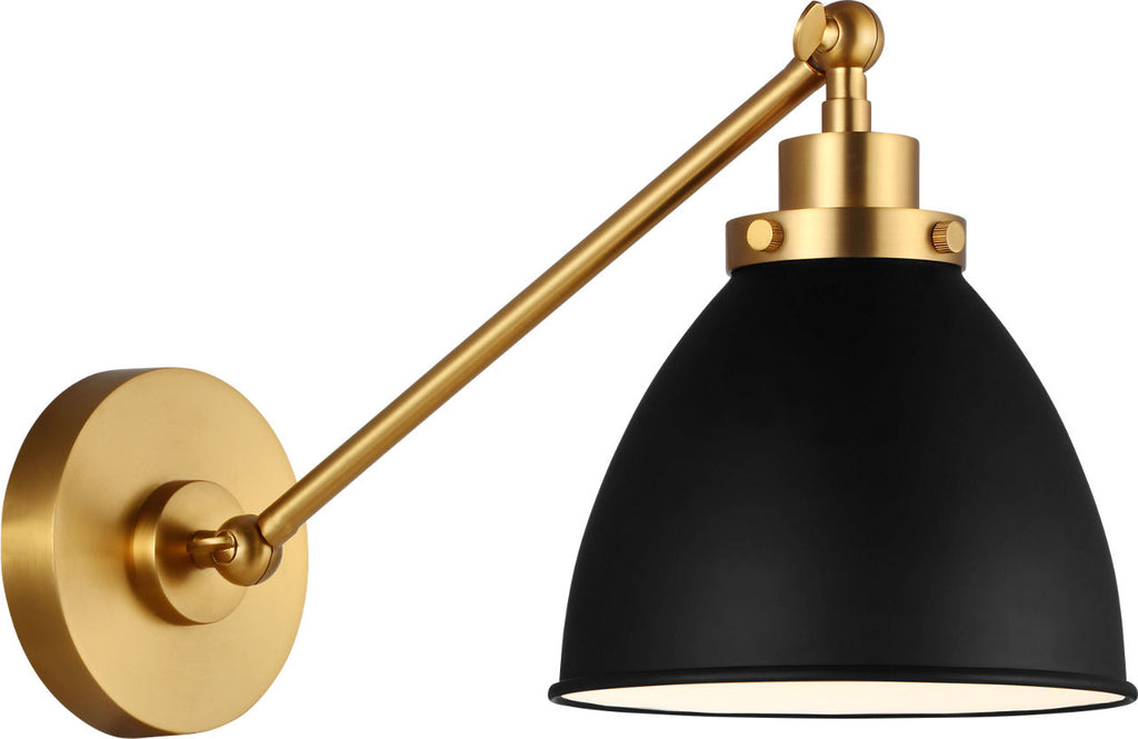 Wellfleet Single Arm Dome Task Sconce Midnight Black and Burnished Brass