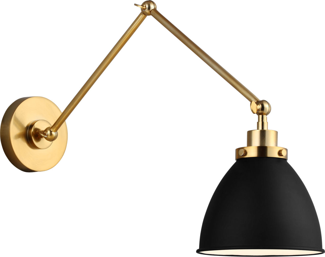 Wellfleet Double Arm Dome Task Sconce Midnight Black and Burnished Brass