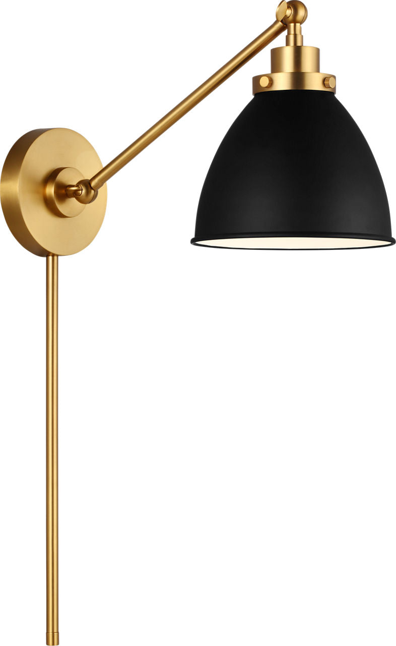Wellfleet Single Arm Dome Task Sconce Midnight Black and Burnished Brass