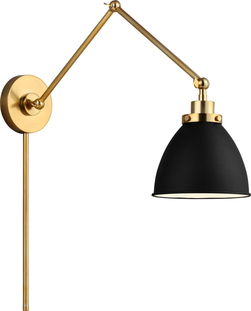 Wellfleet Double Arm Dome Task Sconce Midnight Black and Burnished Brass