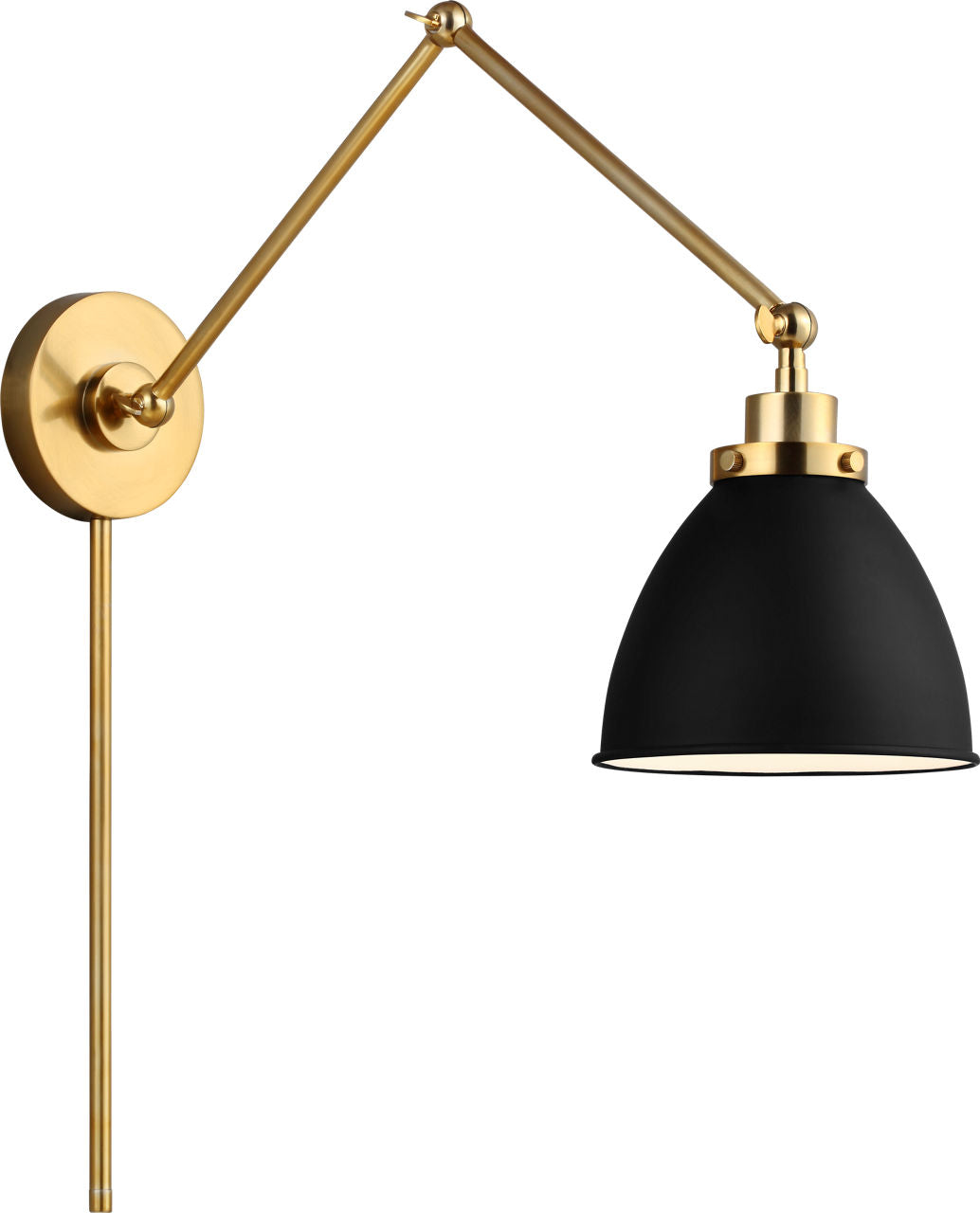 Wellfleet Double Arm Dome Task Sconce Midnight Black and Burnished Brass