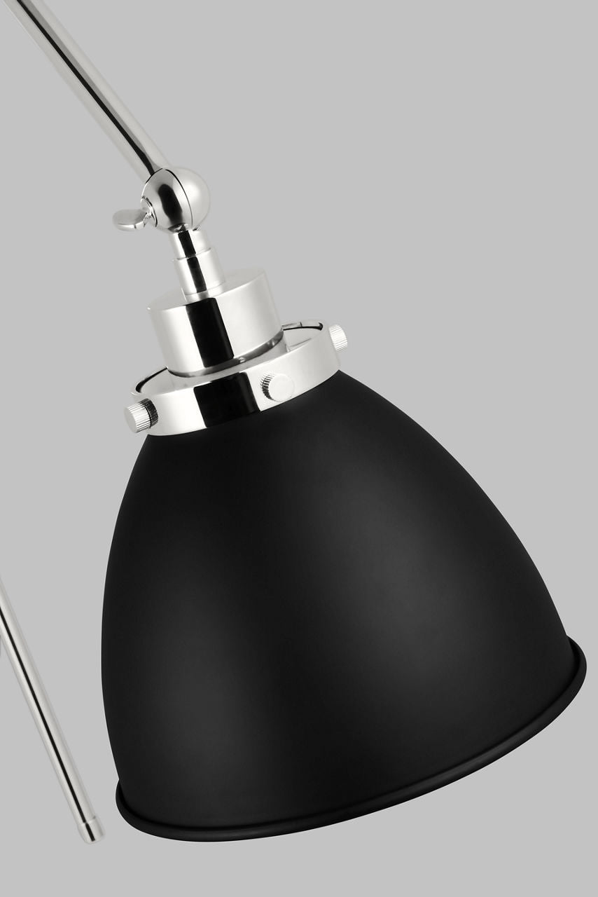 Wellfleet Double Arm Dome Task Sconce Midnight Black and Polished Nickel