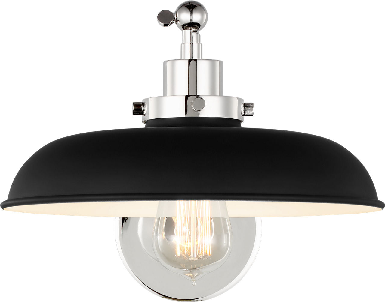 Wellfleet Single Arm Wide Task Sconce Midnight Black and Polished Nickel