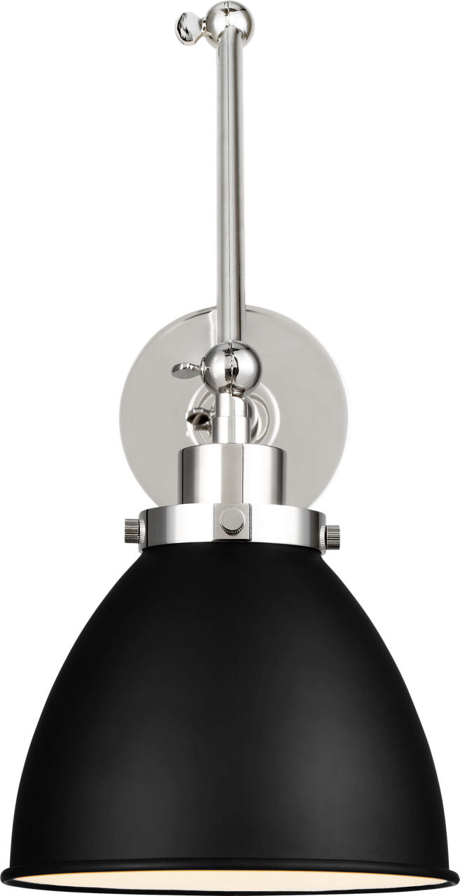 Wellfleet Double Arm Dome Task Sconce Midnight Black and Polished Nickel