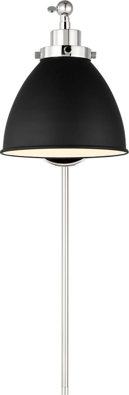 Wellfleet Single Arm Dome Task Sconce Midnight Black and Polished Nickel