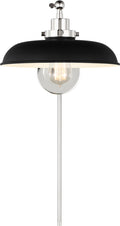 Wellfleet Single Arm Wide Task Sconce Midnight Black and Polished Nickel