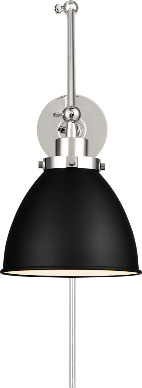 Wellfleet Double Arm Dome Task Sconce Midnight Black and Polished Nickel
