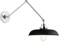 Wellfleet Double Arm Wide Task Sconce Midnight Black and Polished Nickel