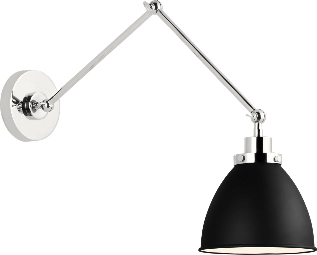 Wellfleet Double Arm Dome Task Sconce Midnight Black and Polished Nickel