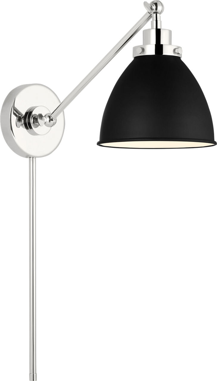 Wellfleet Single Arm Dome Task Sconce Midnight Black and Polished Nickel