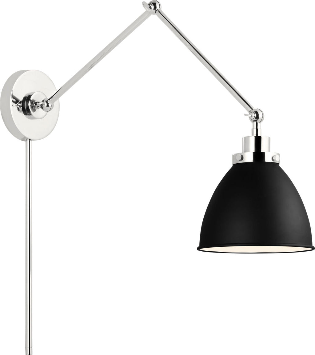 Wellfleet Double Arm Dome Task Sconce Midnight Black and Polished Nickel