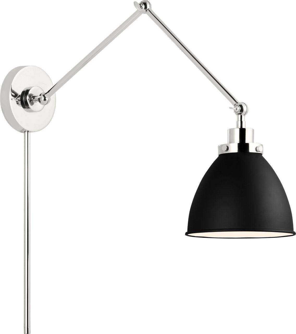 Wellfleet Double Arm Dome Task Sconce Midnight Black and Polished Nickel