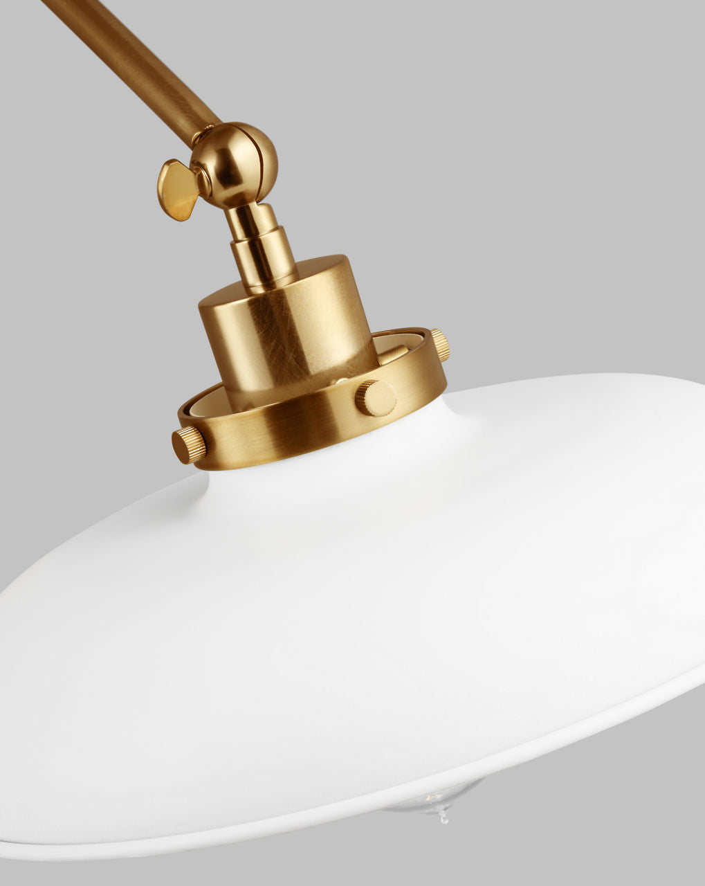 Wellfleet Double Arm Wide Task Sconce Matte White and Burnished Brass