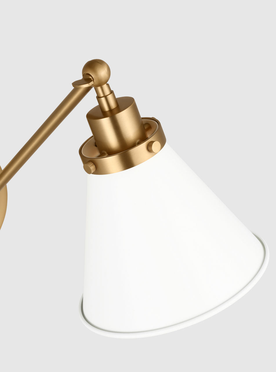 Wellfleet One-Arm Cone Sconce | Burnished Brass | Matte White Shade