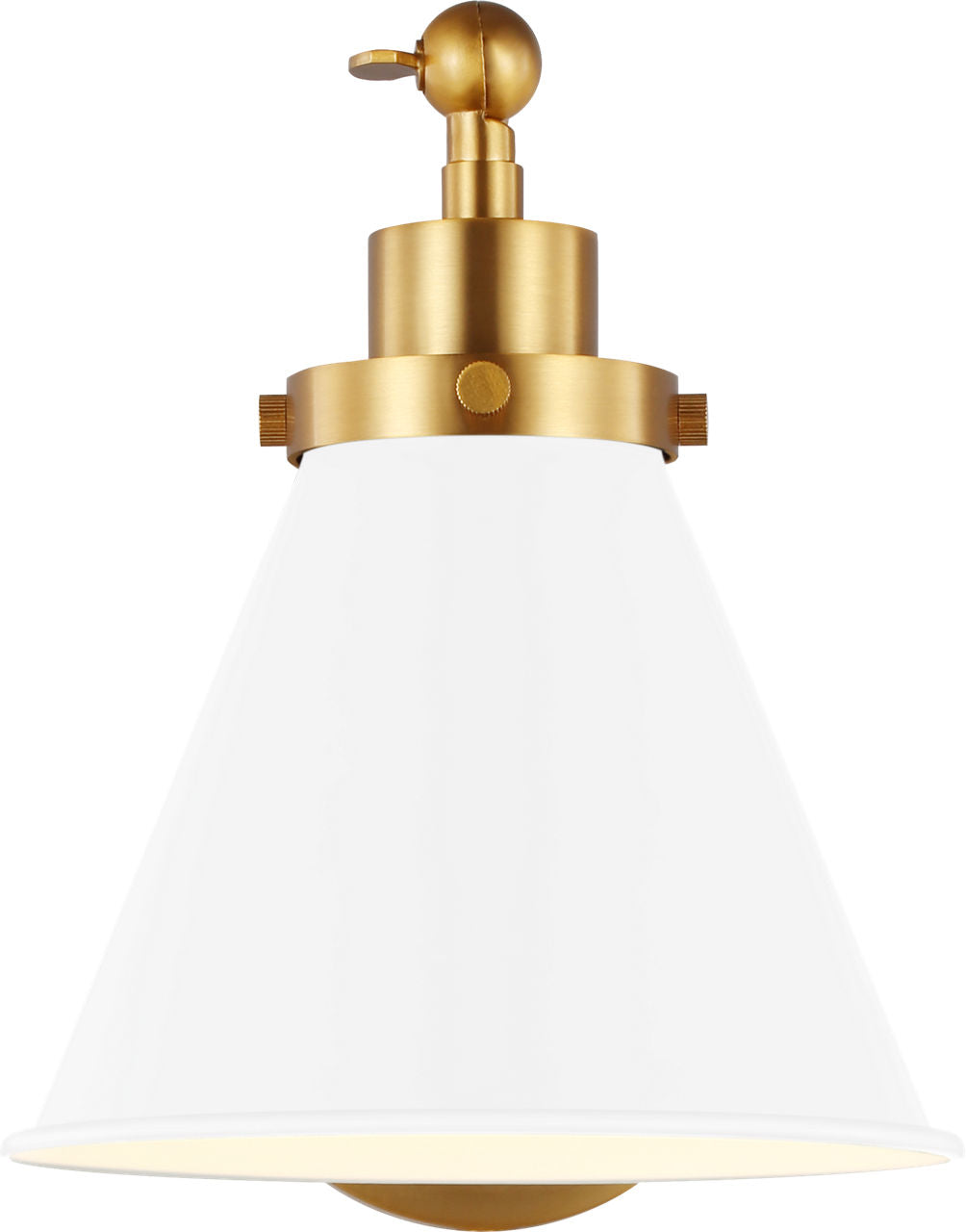 Wellfleet One-Arm Cone Sconce | Burnished Brass | Matte White Shade