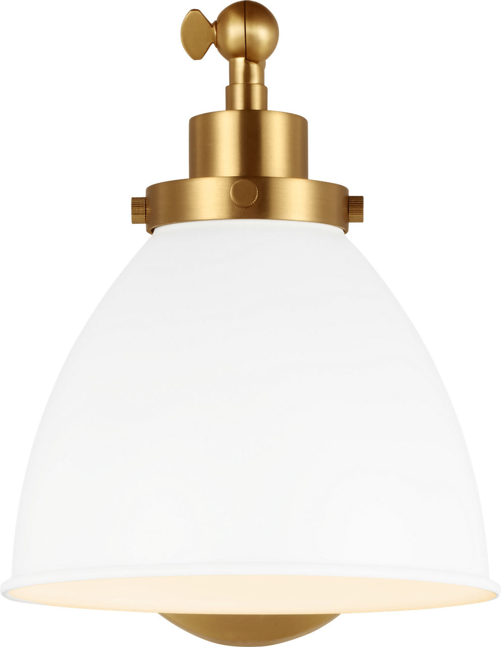 Wellfleet Single Arm Dome Task Sconce Matte White and Burnished Brass