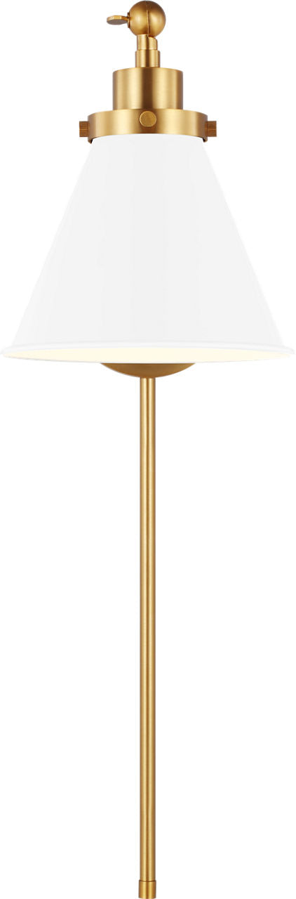 Wellfleet One-Arm Cone Sconce | Burnished Brass | Matte White Shade