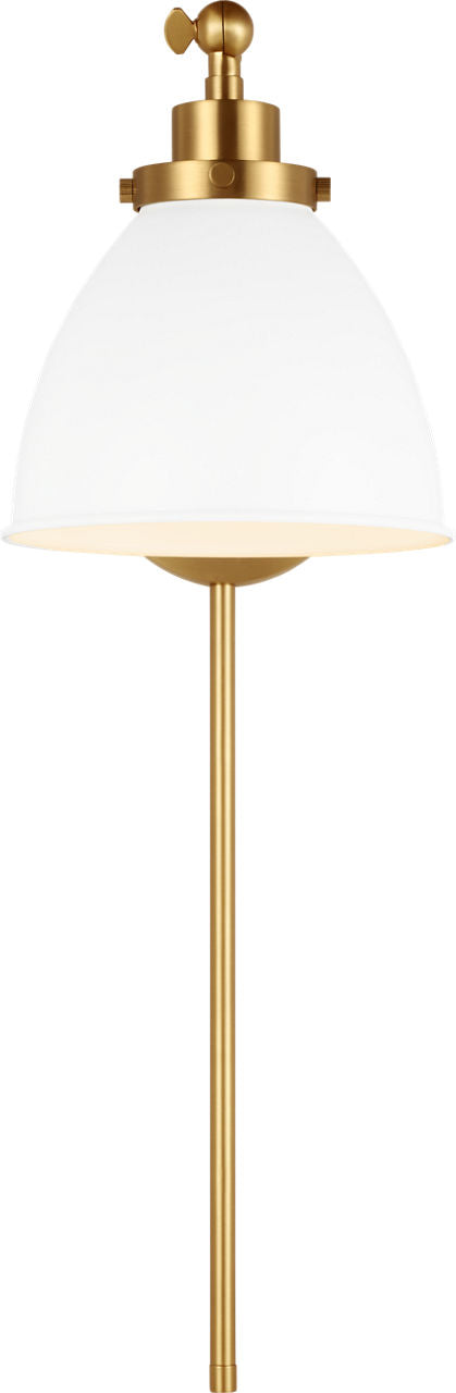 Wellfleet Single Arm Dome Task Sconce Matte White and Burnished Brass