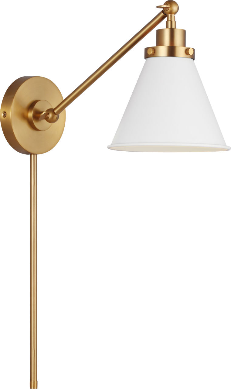 Wellfleet One-Arm Cone Sconce | Burnished Brass | Matte White Shade