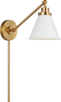 Wellfleet One-Arm Cone Sconce | Burnished Brass | Matte White Shade