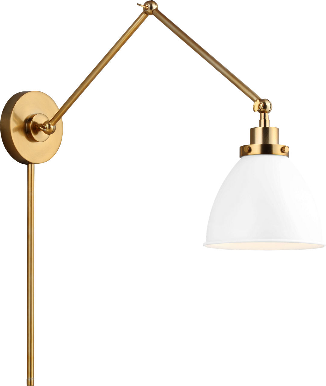 Wellfleet Double Arm Dome Task Sconce Matte White and Burnished Brass