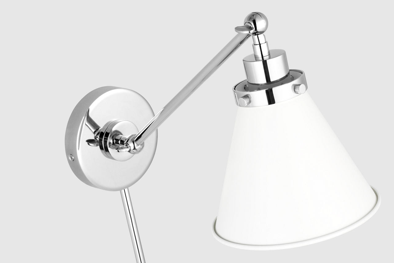 Wellfleet Single Arm Cone Task Sconce Matte White and Polished Nickel