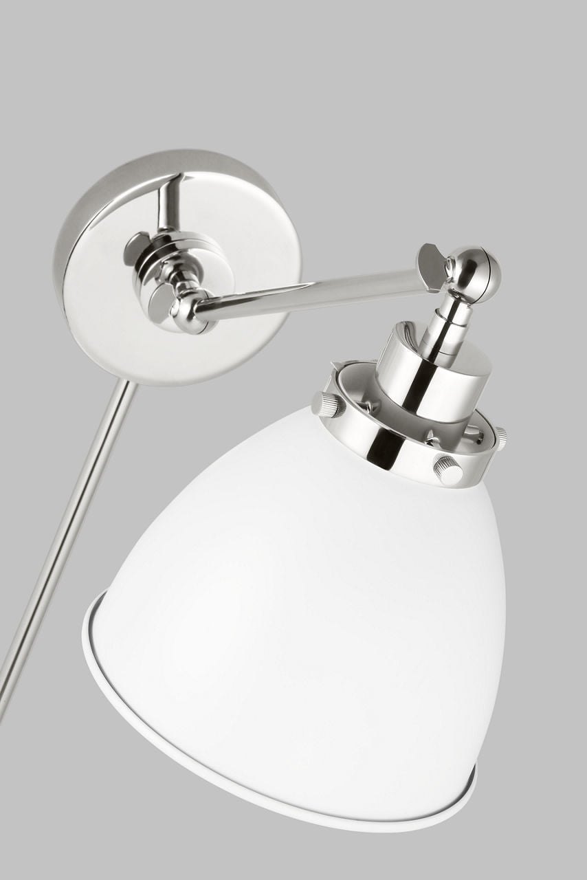 Wellfleet Single Arm Dome Task Sconce Matte White and Polished Nickel