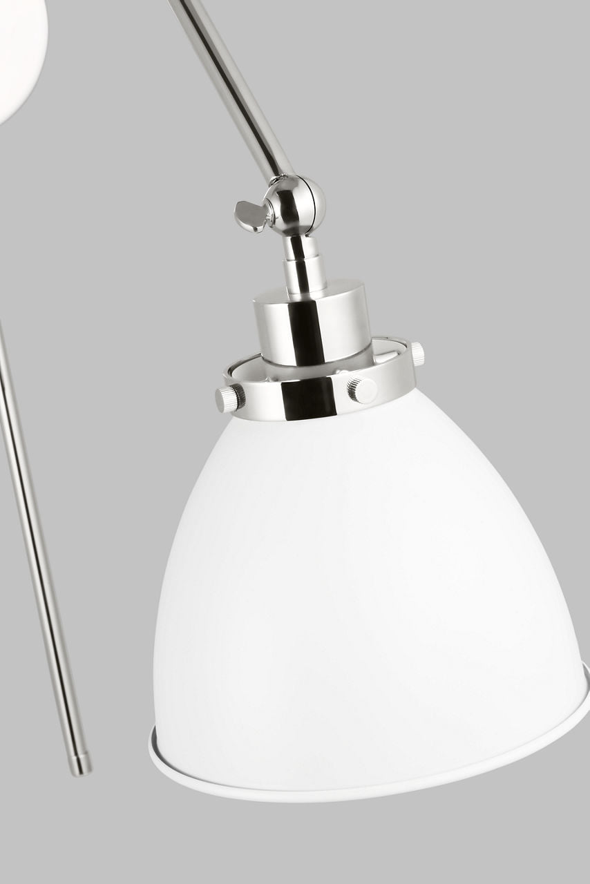 Wellfleet Double Arm Dome Task Sconce Matte White and Polished Nickel