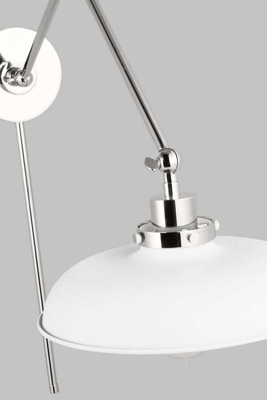 Wellfleet Double Arm Wide Task Sconce Matte White and Polished Nickel