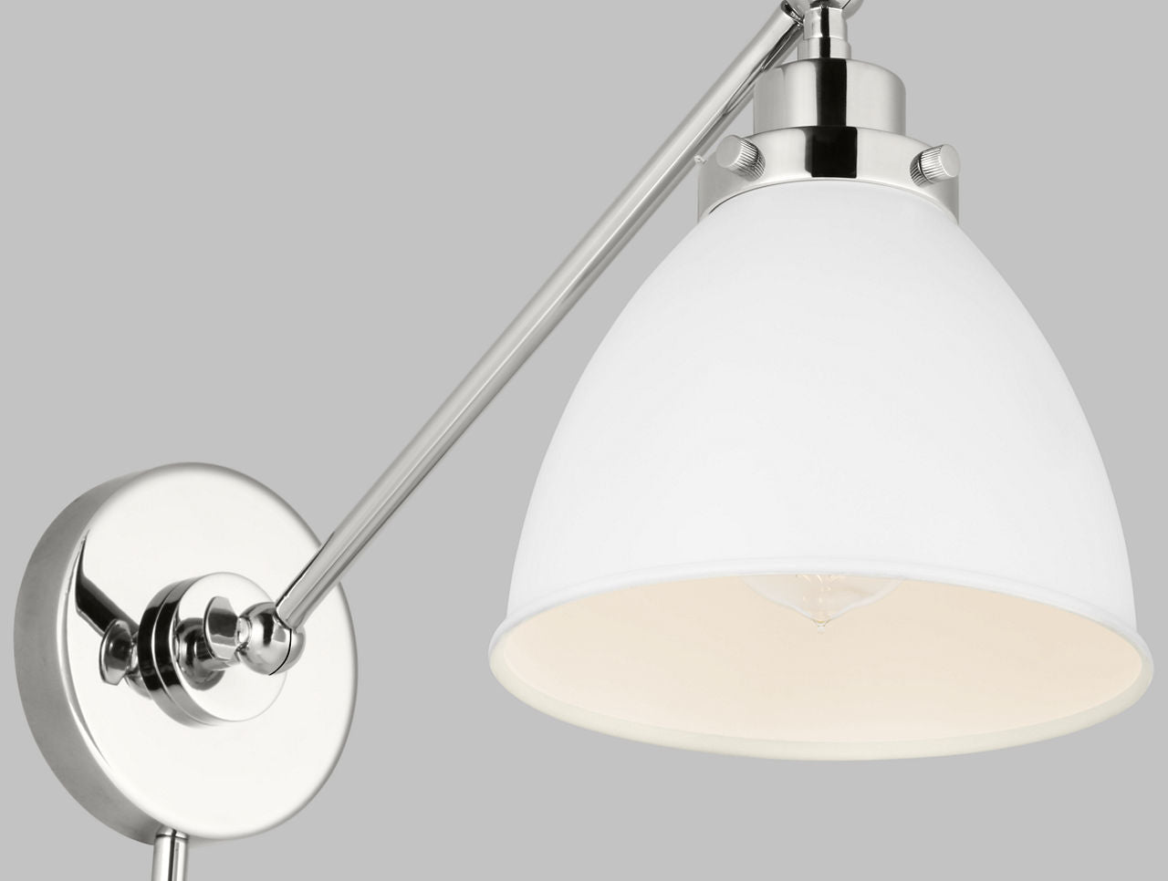 Wellfleet Single Arm Dome Task Sconce Matte White and Polished Nickel