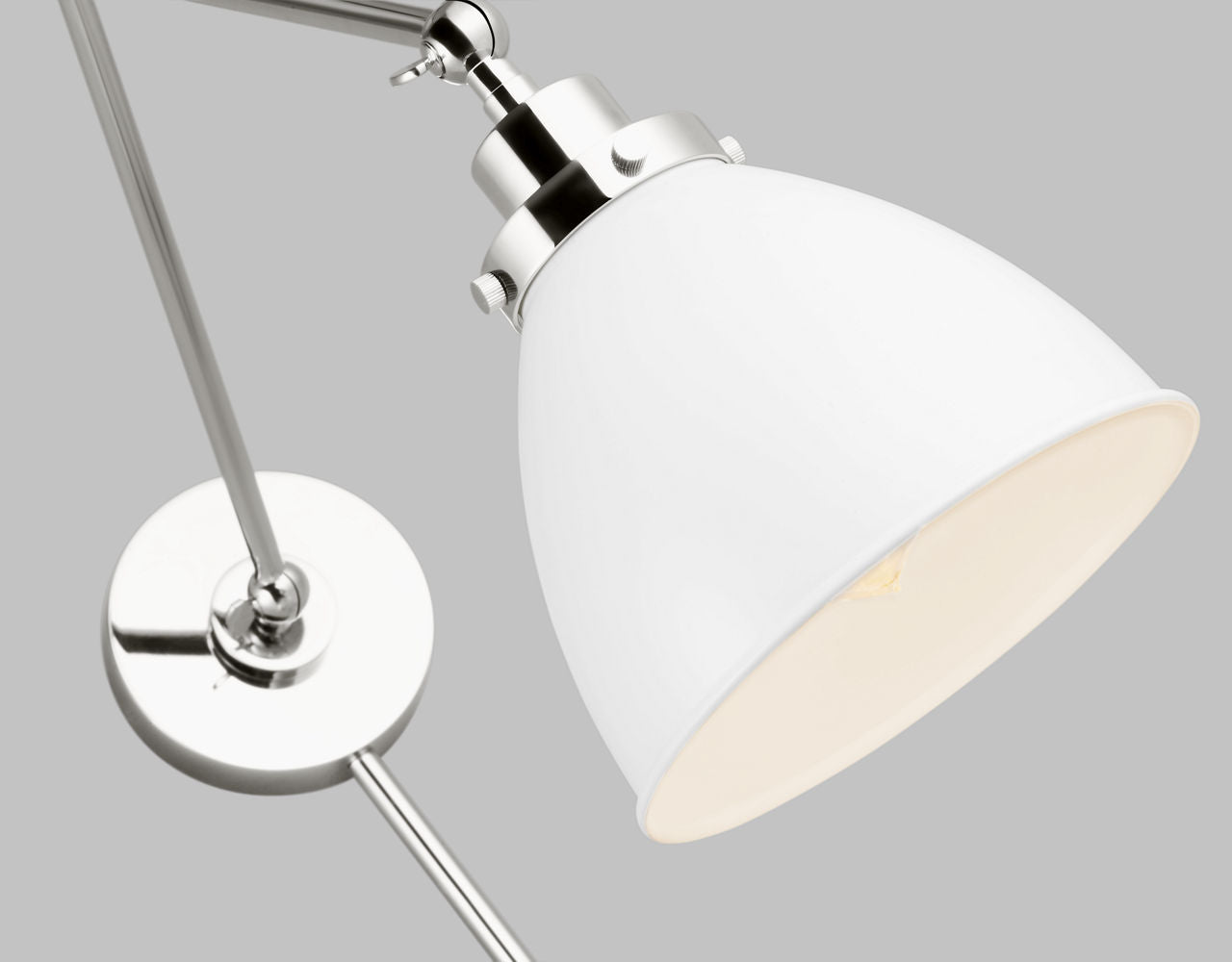 Wellfleet Double Arm Dome Task Sconce Matte White and Polished Nickel