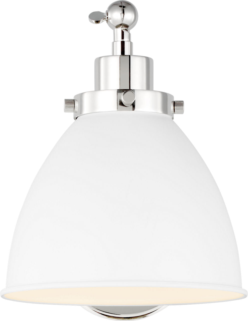 Wellfleet Single Arm Dome Task Sconce Matte White and Polished Nickel