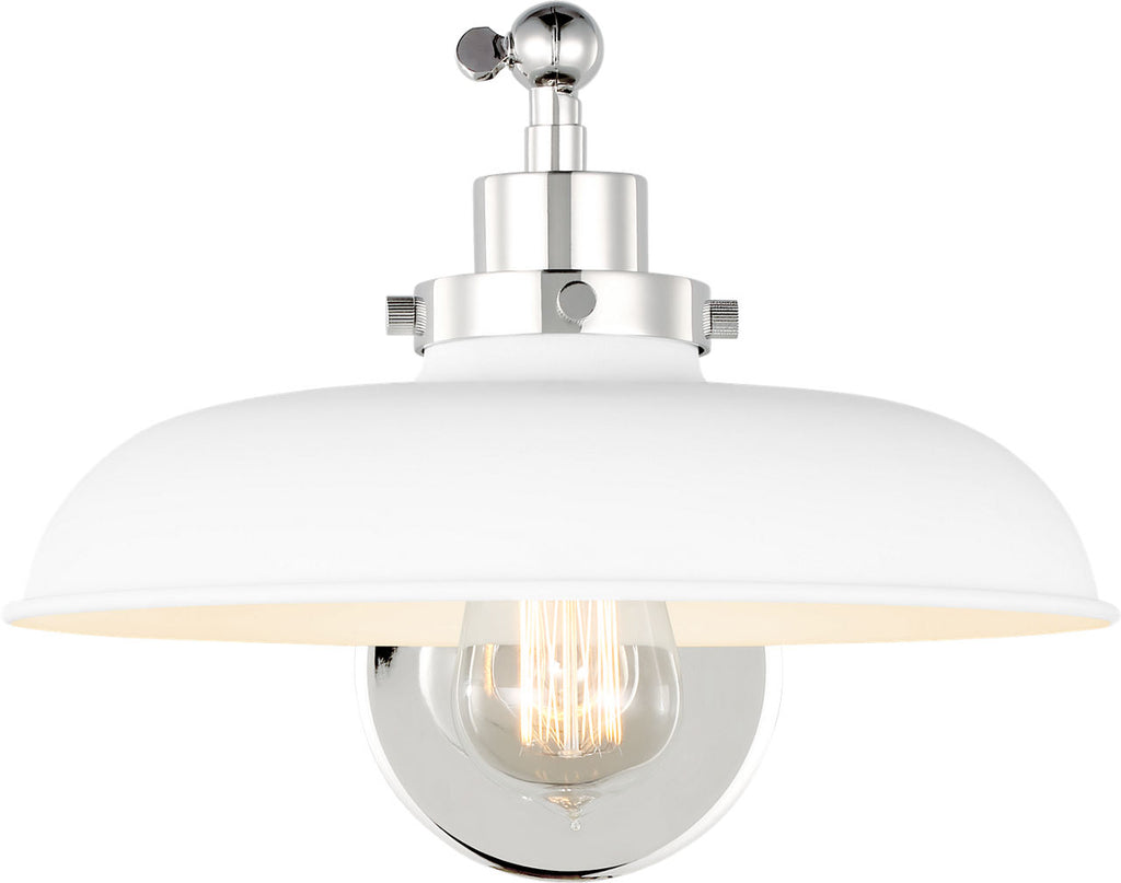 Wellfleet Single Arm Wide Task Sconce Matte White and Polished Nickel