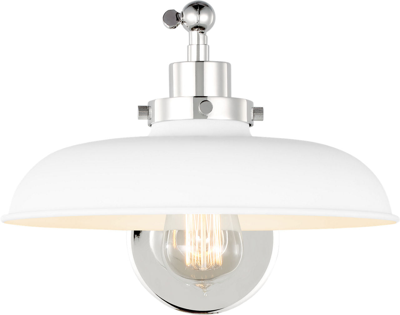 Wellfleet Single Arm Wide Task Sconce Matte White and Polished Nickel
