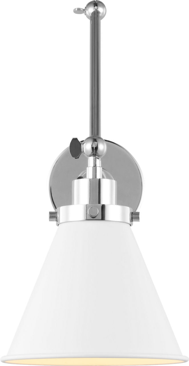 Wellfleet Double Arm Cone Task Sconce Matte White and Polished Nickel
