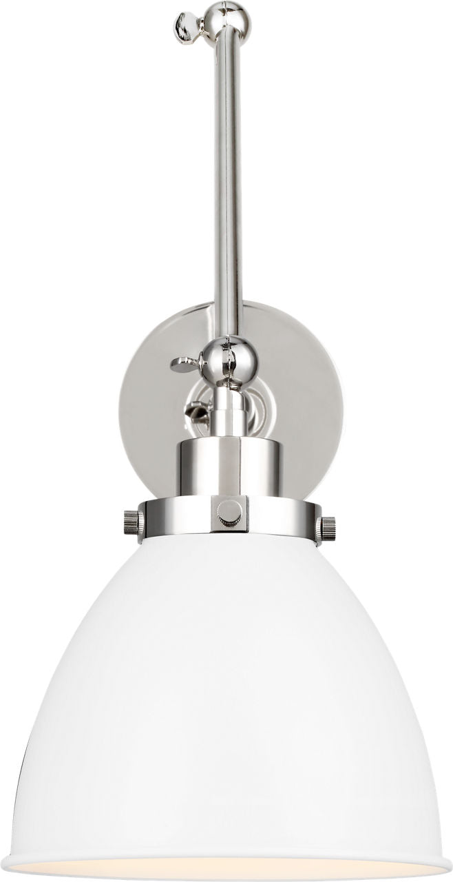 Wellfleet Double Arm Dome Task Sconce Matte White and Polished Nickel