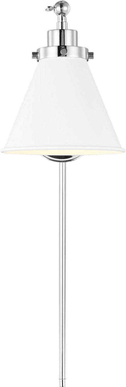 Wellfleet Single Arm Cone Task Sconce Matte White and Polished Nickel