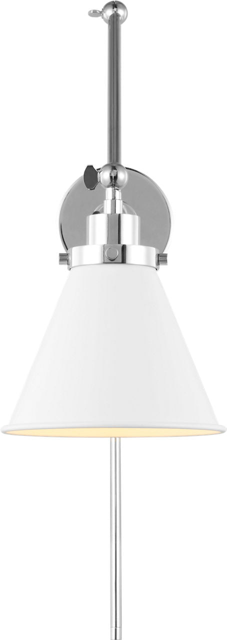 Wellfleet Double Arm Cone Task Sconce Matte White and Polished Nickel