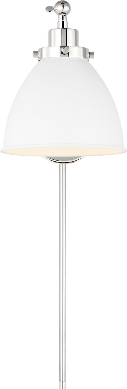 Wellfleet Single Arm Dome Task Sconce Matte White and Polished Nickel