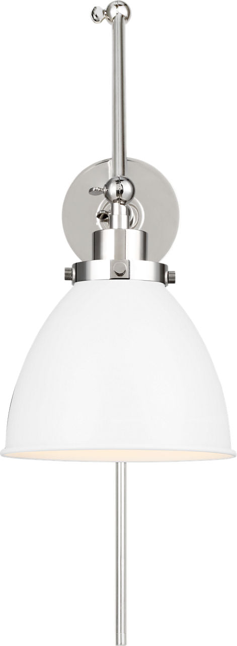 Wellfleet Double Arm Dome Task Sconce Matte White and Polished Nickel