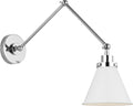 Wellfleet Double Arm Cone Task Sconce Matte White and Polished Nickel
