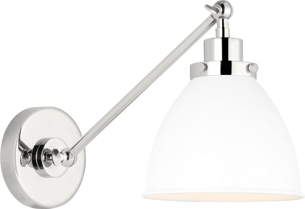 Wellfleet Single Arm Dome Task Sconce Matte White and Polished Nickel