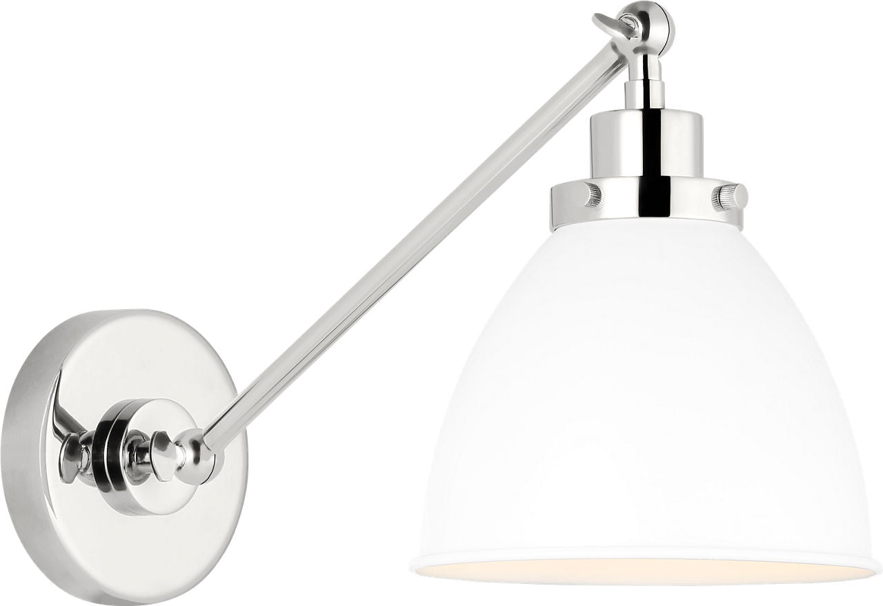 Wellfleet Single Arm Dome Task Sconce Matte White and Polished Nickel