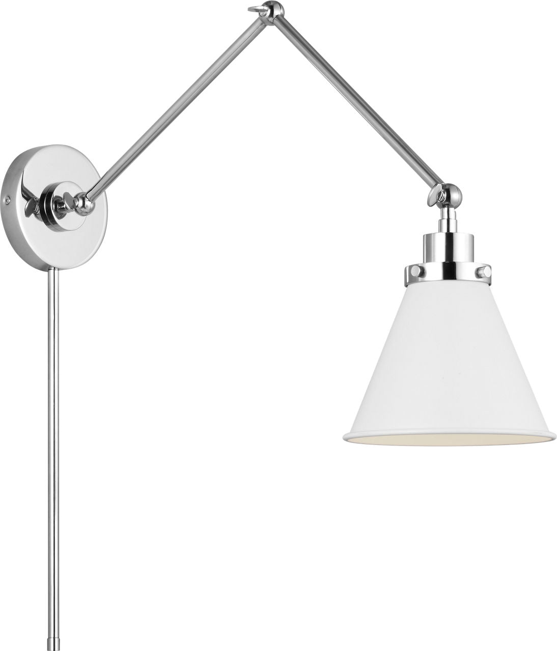Wellfleet Double Arm Cone Task Sconce Matte White and Polished Nickel